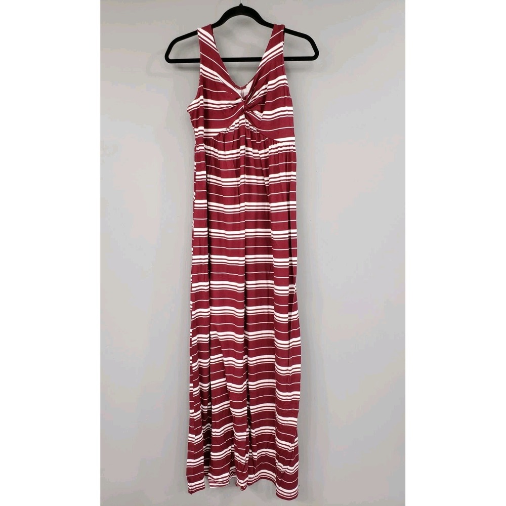 NEW Maternity Dress a:glow maroon fall stripes long maxi Small‎ hippie simple